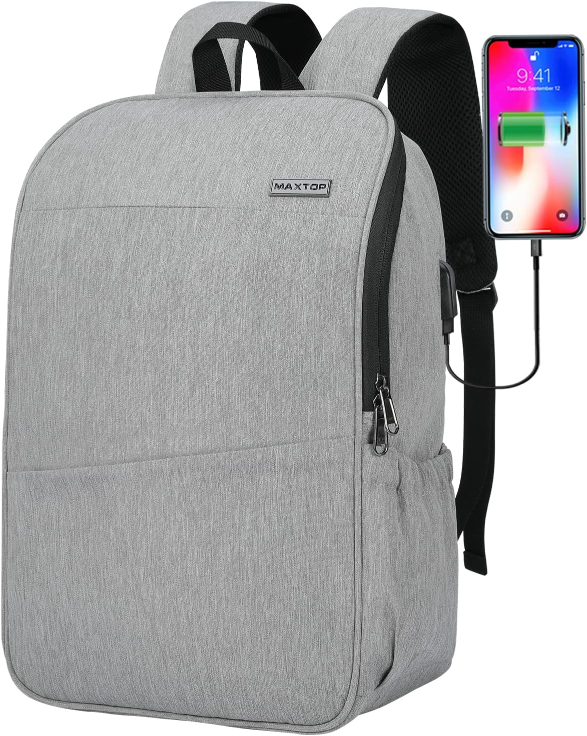 MAXTOP Deep Storage Laptop Backpack with USB Charging Port[Water Resistant] College Computer