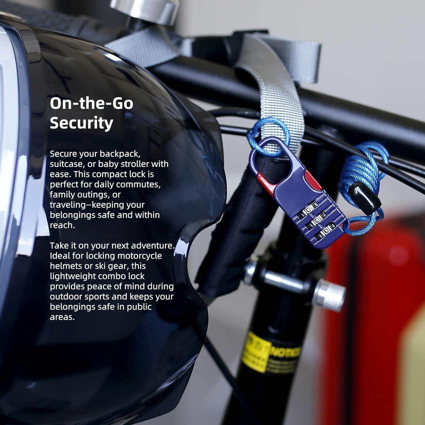 Thin Cable Locks with Combination, Small Bike Lock with Retractable Cable & Combo Padlock, for Travel Luggage, Suitcases, Backpack, Bags, Bicycle, Scooter, Motorcycle Helmet Anti Theft
