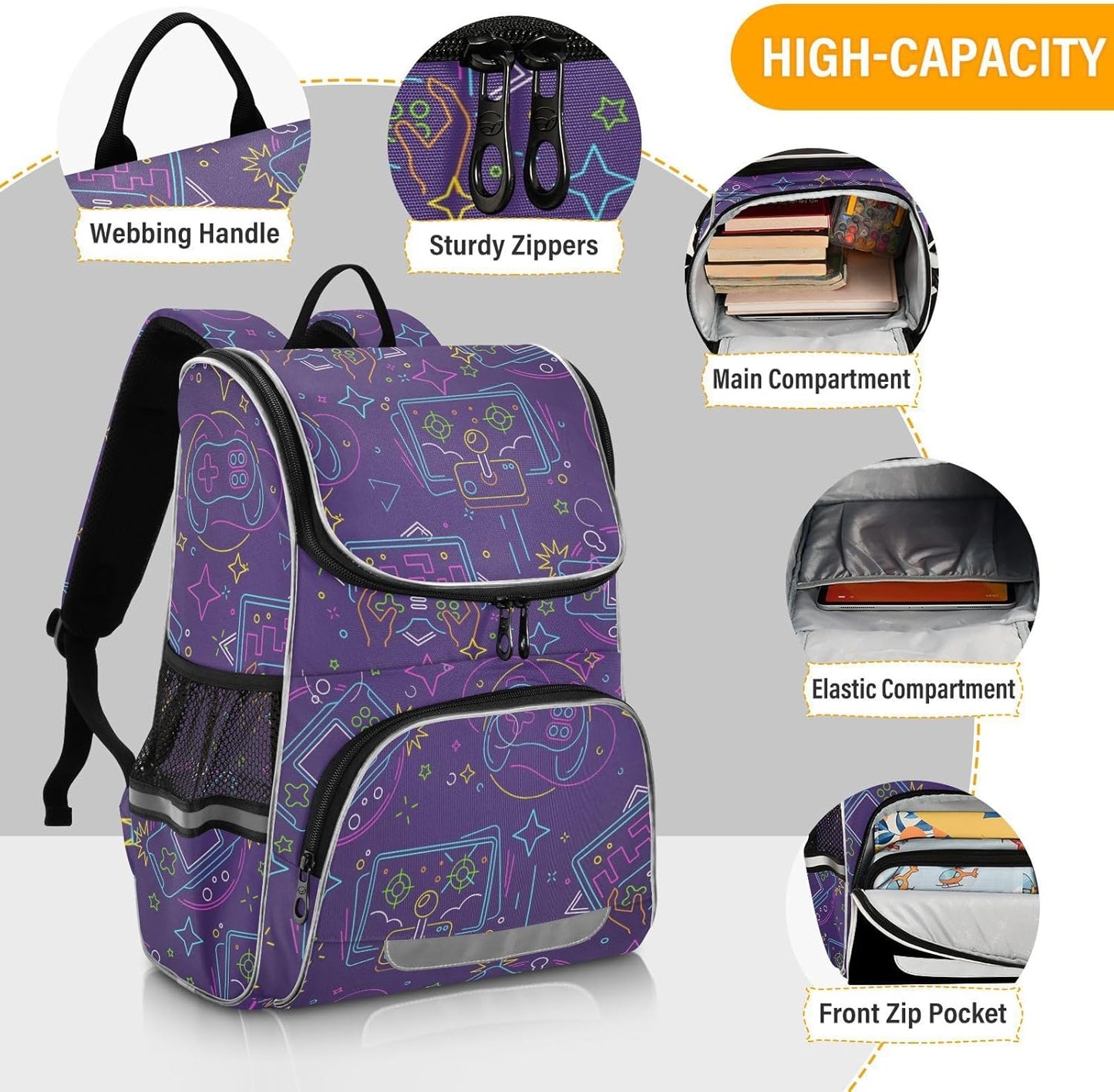 Gamepad Game Weapon Cute Backpack For Girls Kids Backpack Boys Teen School Bag Bookbag Travel Daypacks