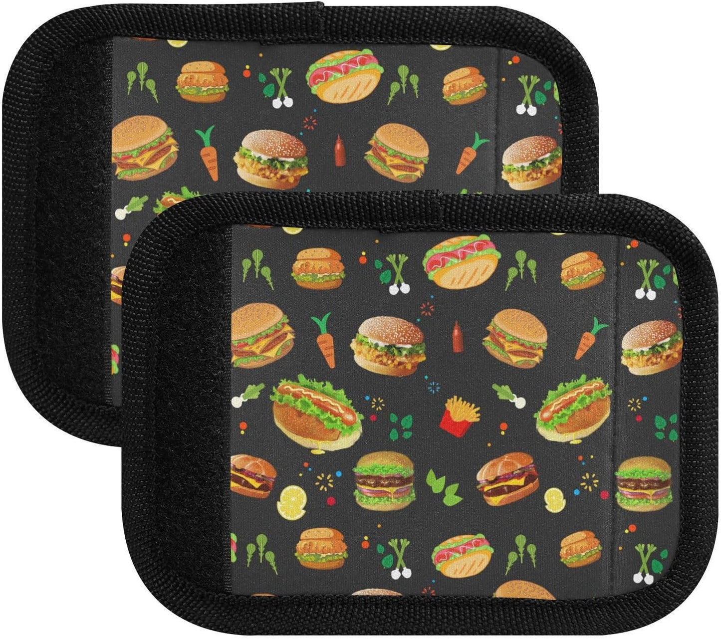 Cheeseburger 2 Pack Luggage Handle Wrap for Suitcase Luggage Identifier Travel Tags Handle Protection Sleeve Cover