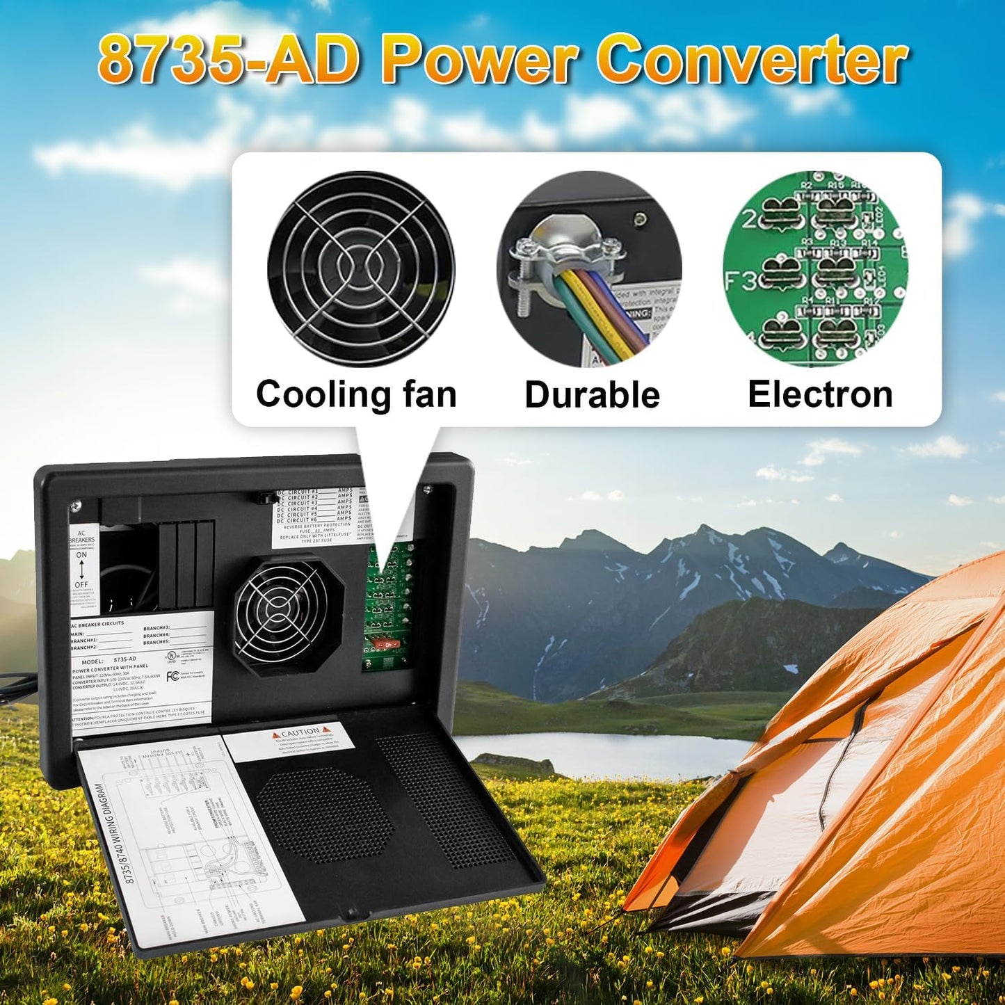WF8735-AD Power Converter/Charger, Black 30 Amp Power Center,30/35 Amp DC Output, 30 amp rv Converter Battery Chargers for rv,Camper,caravans,Travel Trailer