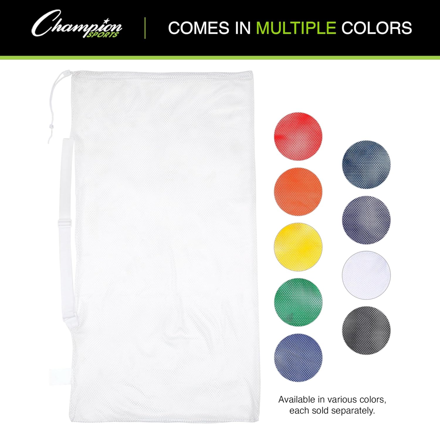 Champion Sports Mesh Equipment Bag – Heavy-Duty Nylon Drawstring Bag with Lock & ID Tag, Breathable
