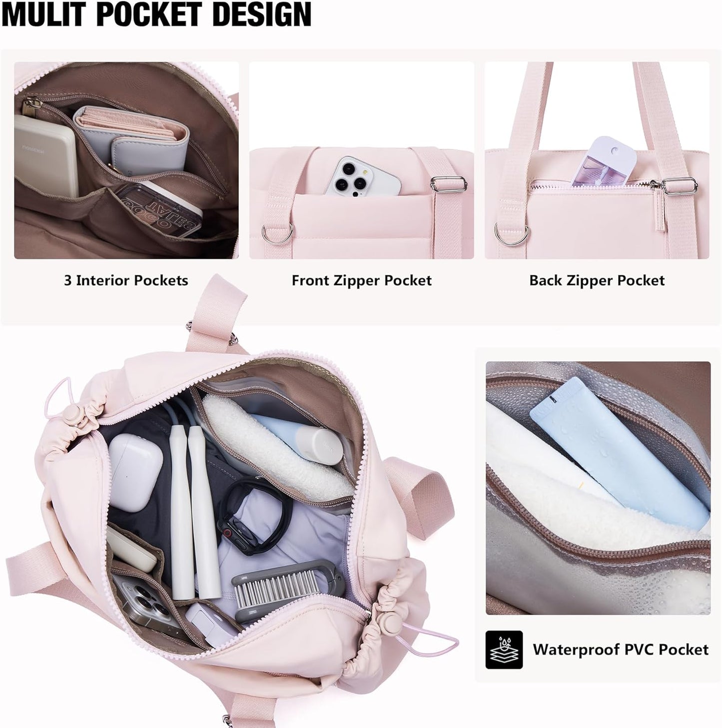 ROULENS Small Gym Bag for Women 2 Set Mini Gym Duffle Bag with Wet Compartment and Coin Wallet, Gym Tote Bag for Workout/Sport/Travel