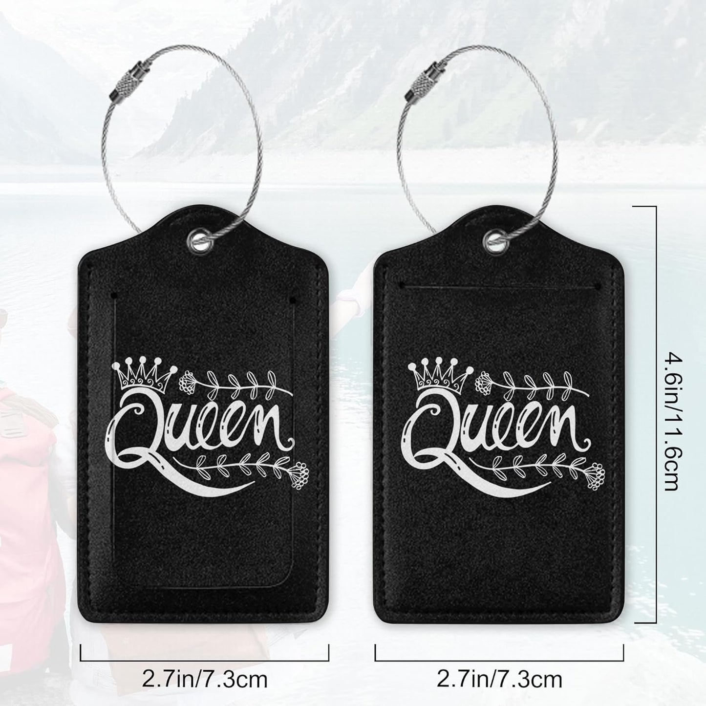 2Pcs Luggage Tag for Suitcase Black Queen Cute Suitcase Tag with Privacy Flap & Name ID Label &