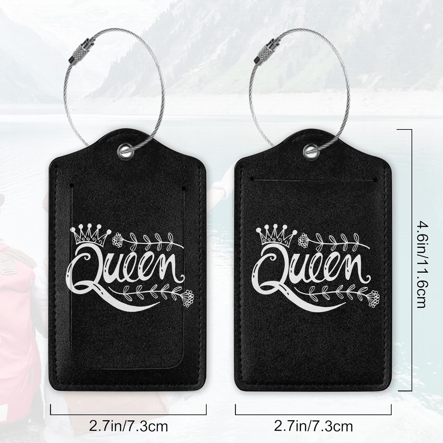 2Pcs Luggage Tag for Suitcase Black Queen Cute Suitcase Tag with Privacy Flap & Name ID Label &