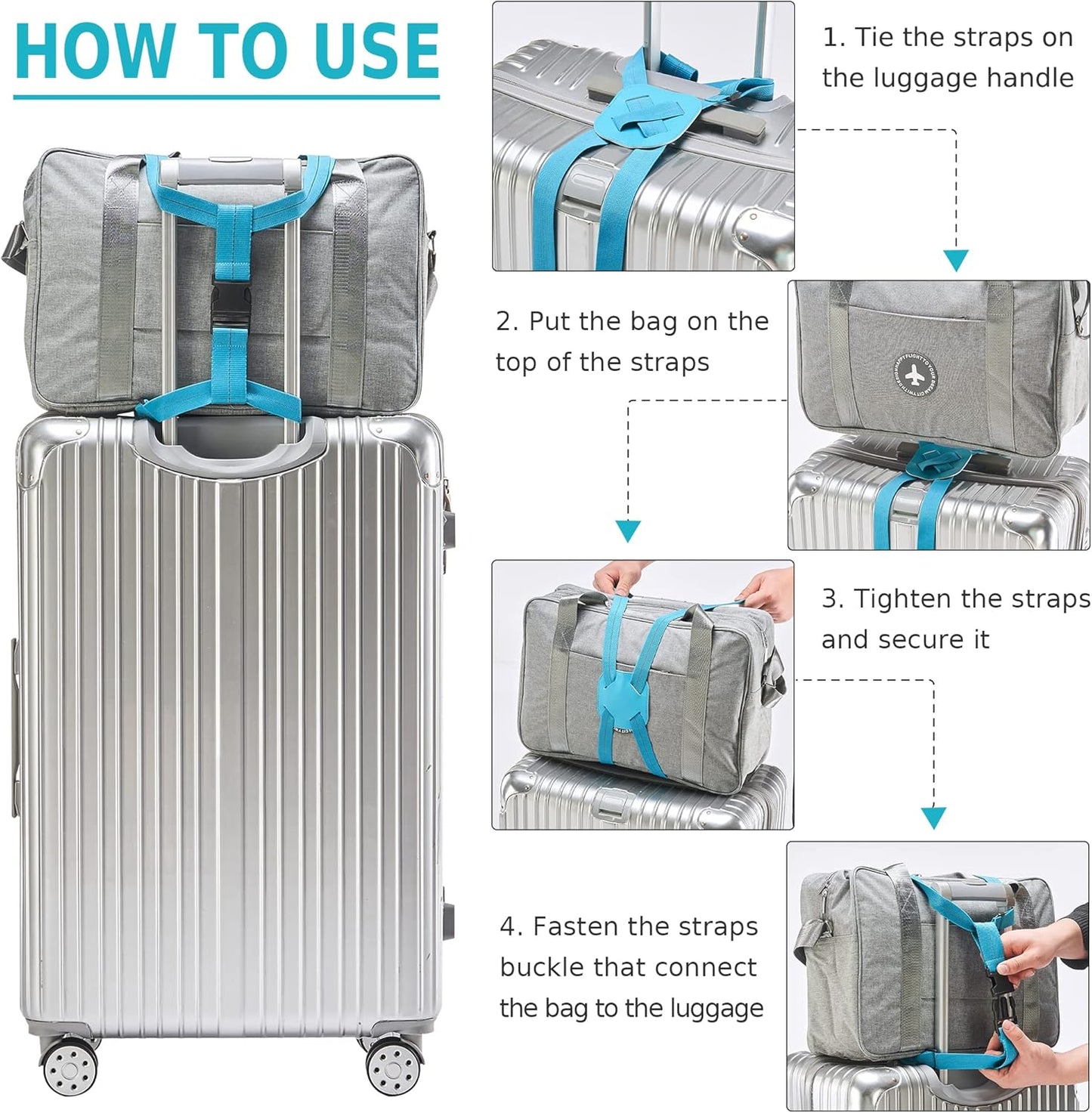 Travelkin Luggage Straps - Bungees for Suitcases, Add a Bag, Travel Bag Bungee Belt for Luggage