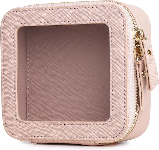 Small Clear Makeup Bag for Women Mini Cosmetic Bag Travel Toiletry Bag Purse Organizer with Zipper Car Essentials (Pink, Mini)