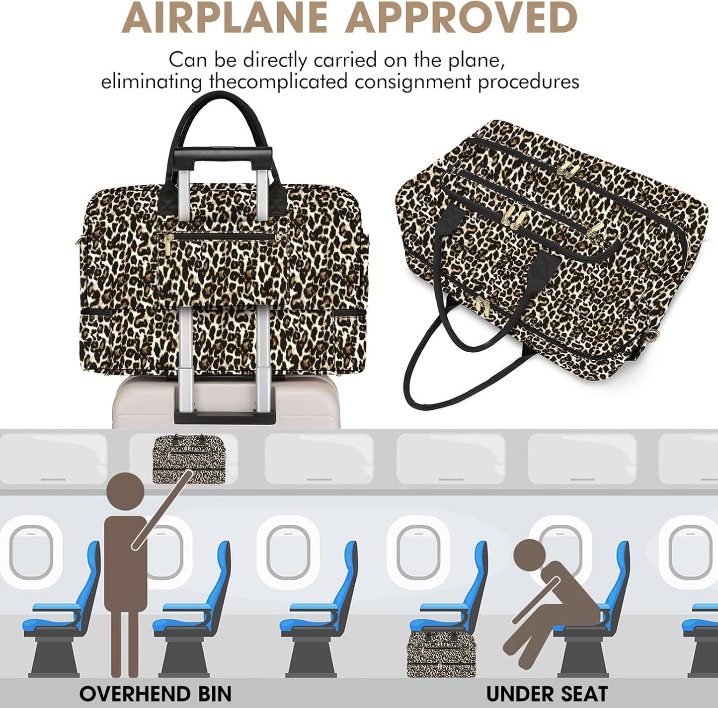 Travel Duffle Bag Weekender for Women - Carry-On Overnight Personal Item Bag with Shoe Compartment & Wet Pocket Large Weekend Tote Bags with Toiletry Hospital Bags for Labor and Delivery
