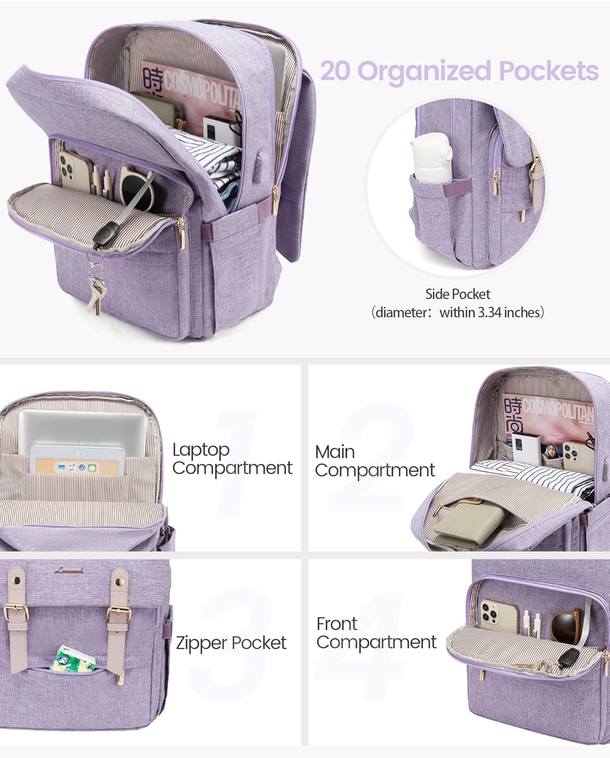 LOVEVOOK Laptop Backpack Purse for Women Fashion Vintage Computer Backpack 15.6 Inch Large Teacher Nurse Backpack Casual Daypack for Travel Business Work College