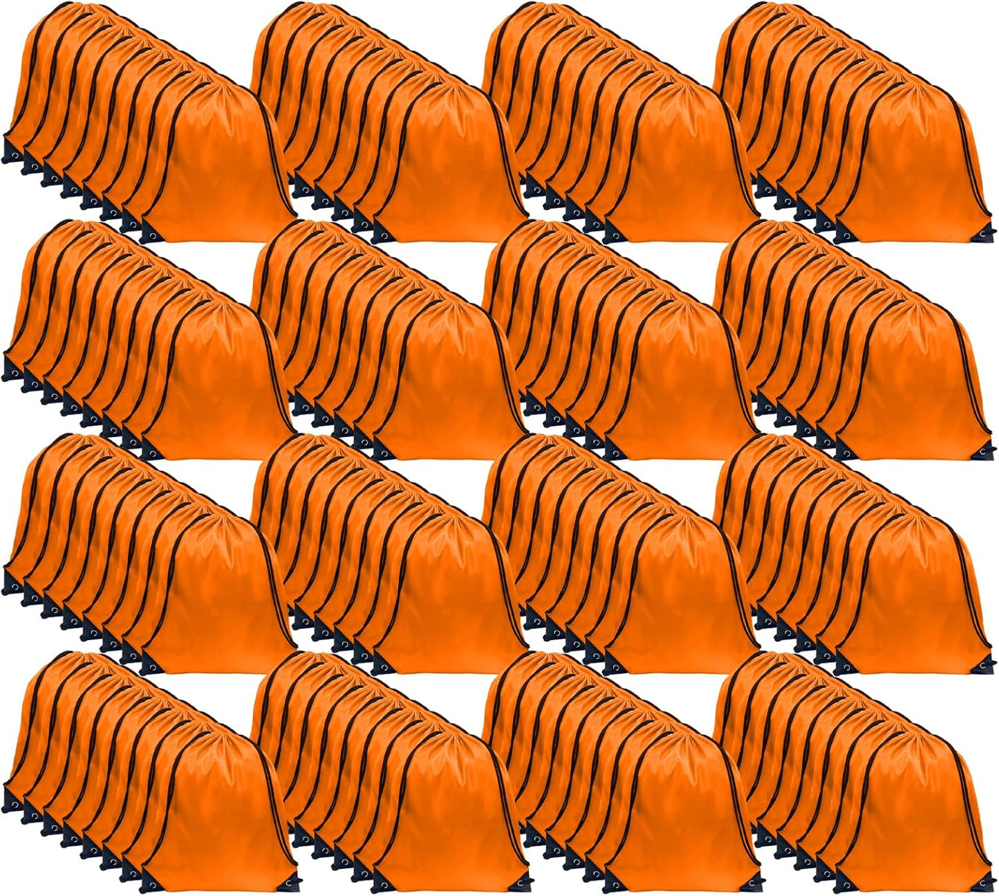 GoodtoU Drawstring Bags, Nylon Backpacks with Drawstring Closure for Sport, Traveling, Team (Orange, 128Pcs)
