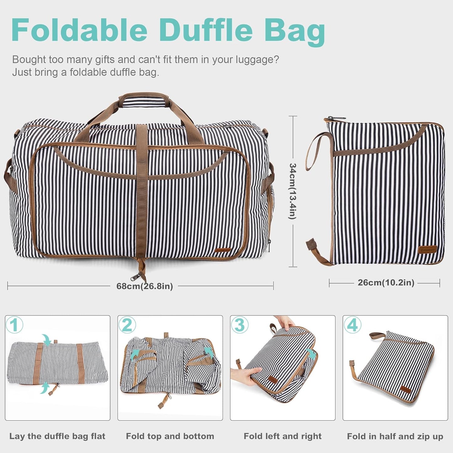 80L Duffle Bag for Travel, Large Foldable Waterproof Travel Duffel Bags Weekender Overnight Bag for