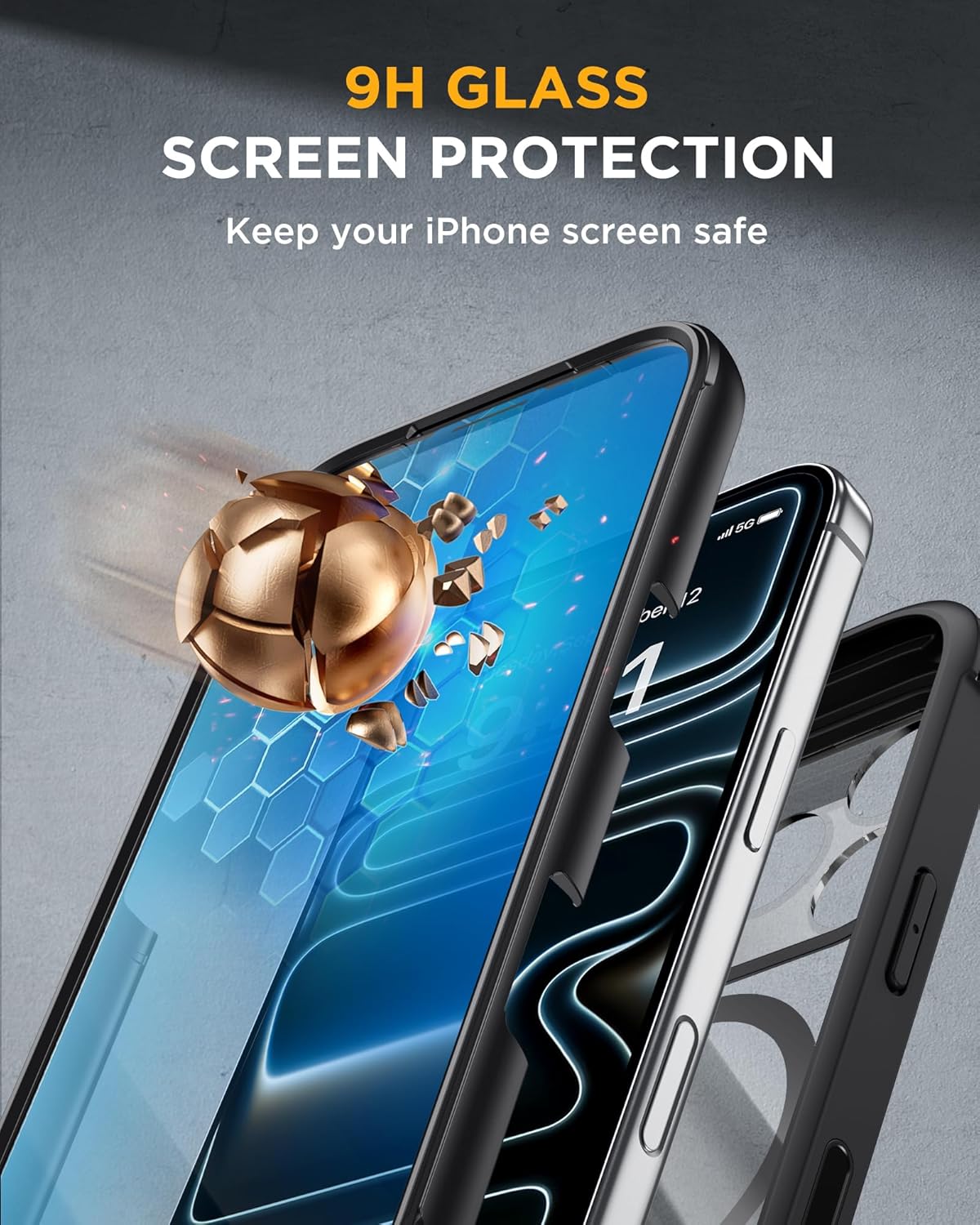 Miracase Magnetic for iPhone 17 Pro Case 6.3" [Compatible with MagSafe] Full-Body Phone Case with Built-in Glass Screen Protector & Camera Control,Drop Proof iPhone 17 Pro Cover, Black