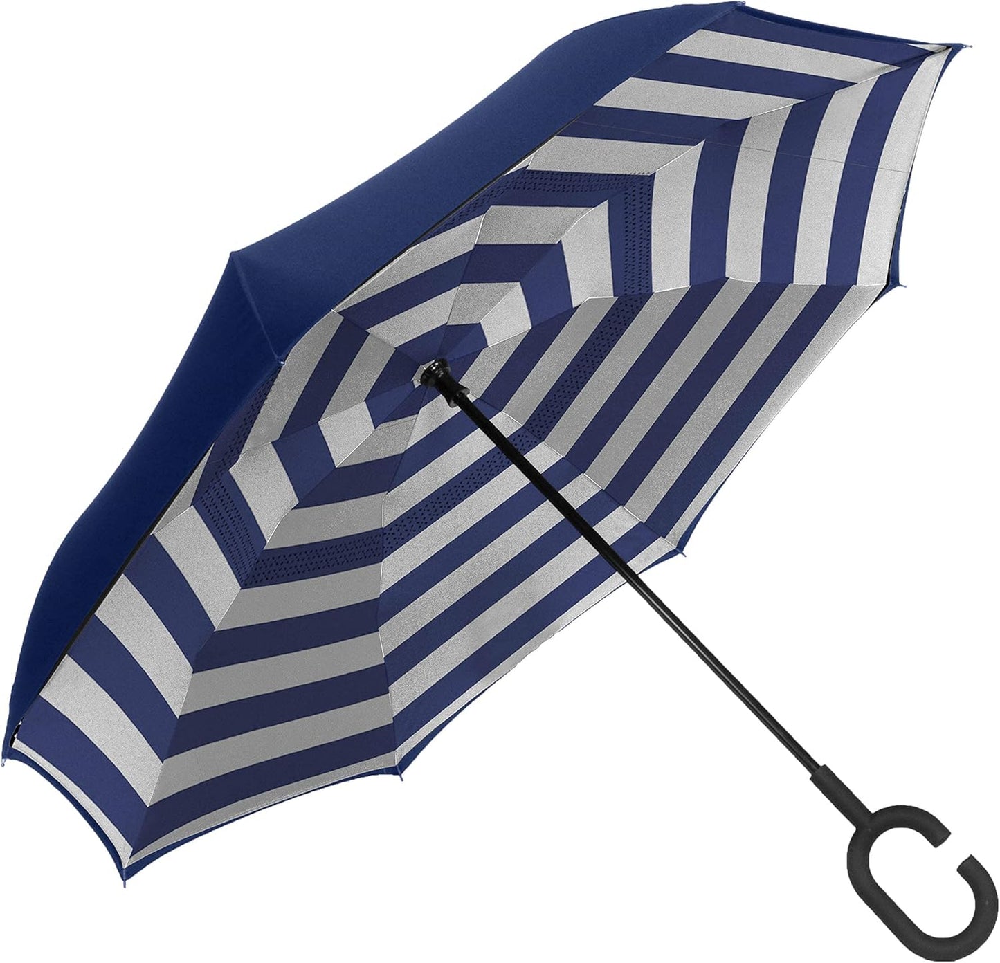 ShedRain Unbelievabrella Inverted, Upside Down, Windproof & Rainproof Car Umbrella - Hands Free C-Shape Handle - Heavy Duty, Double Layer Reverse Canopy Protects Men & Women Outdoors from Wind & Rain