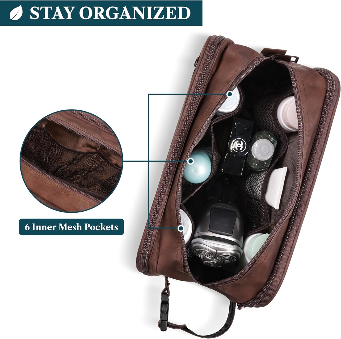 PAVILIA Toiletry Bag for Men, Travel Pouch Essentials Shaving Dopp Kit, Travel Bag Toiletries
