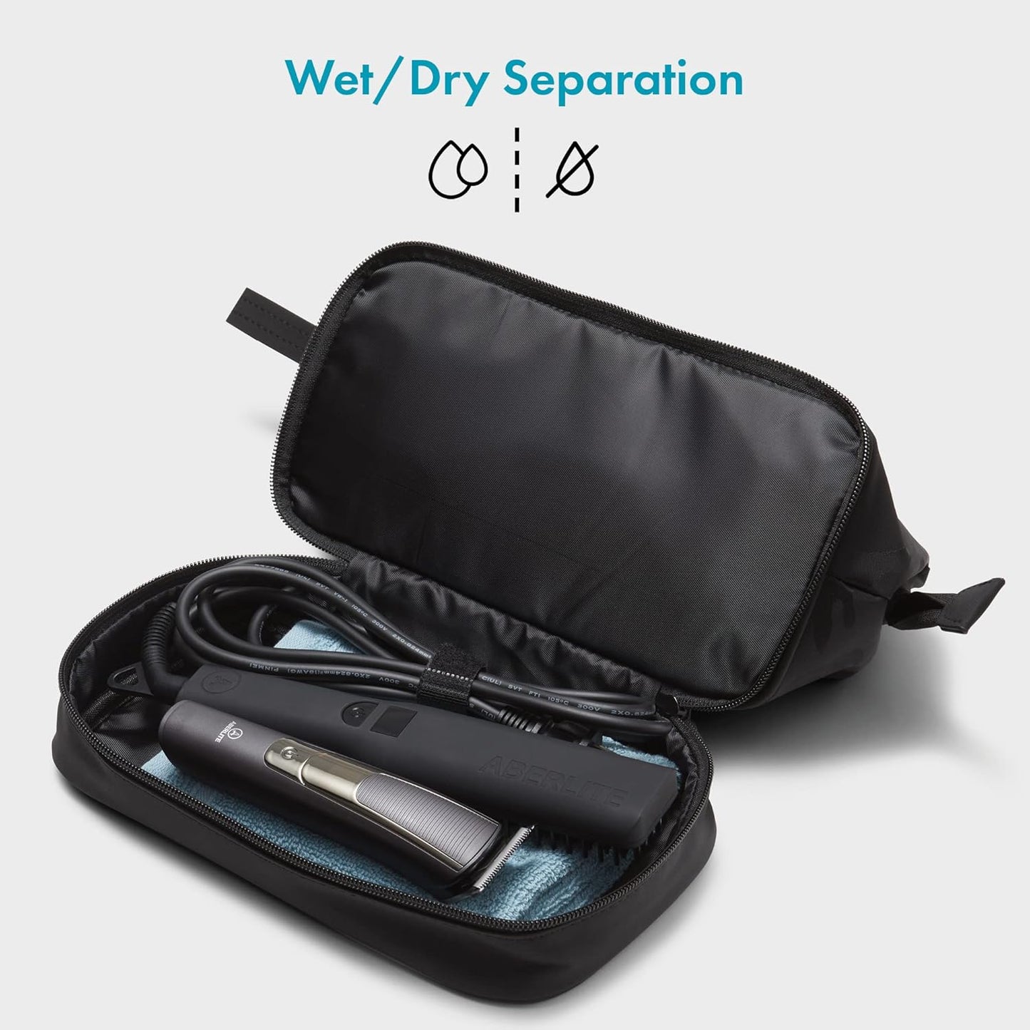 Aberlite Traveler Toiletry Bag for Men - Water Resistant Traveling Dopp Kit - Travel Pouches Organizer - Travel Bathroom Bag (Grey) (Medium Size - 5.3 Liters)