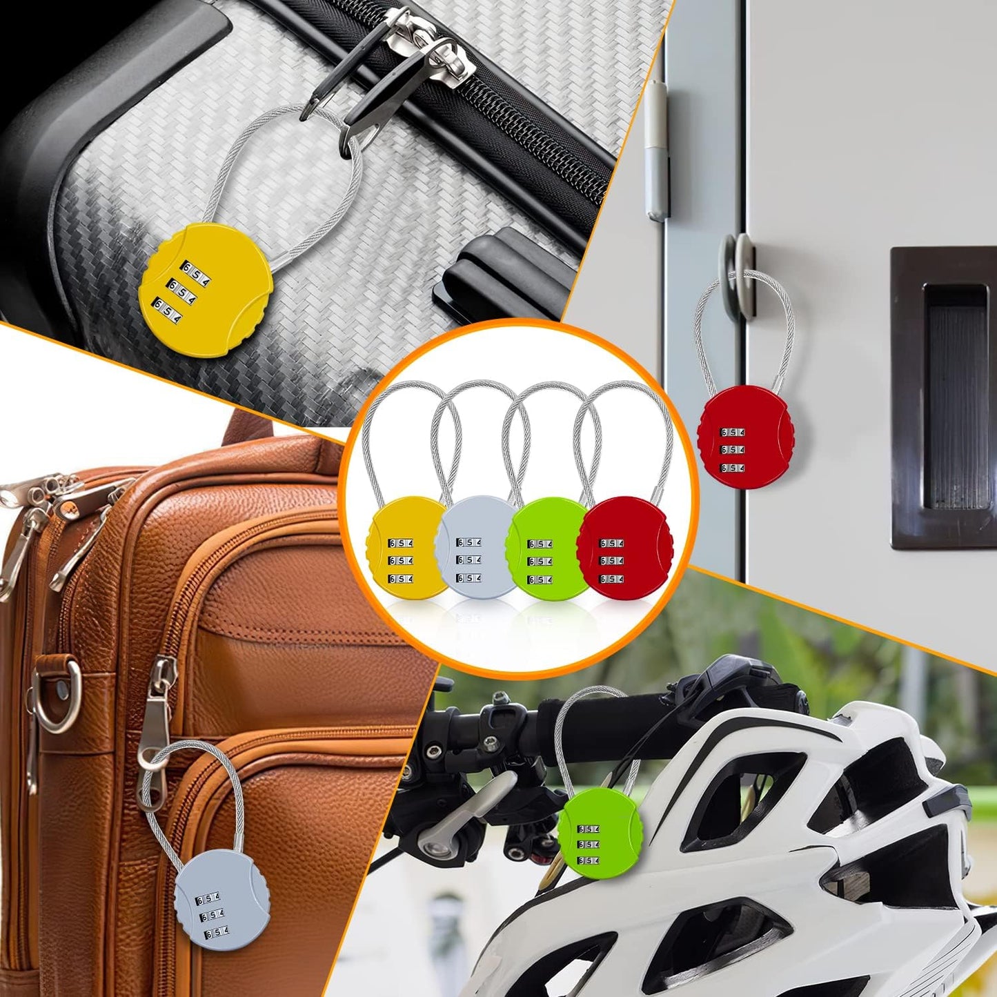 Combination Lock, 4 Pack Color Padlock, 3 Digit Mini Code Lock, Luggage Lock Bag Locks Gym Locks with Combination Code for Travel, Backpacks, Holiday Suitcase