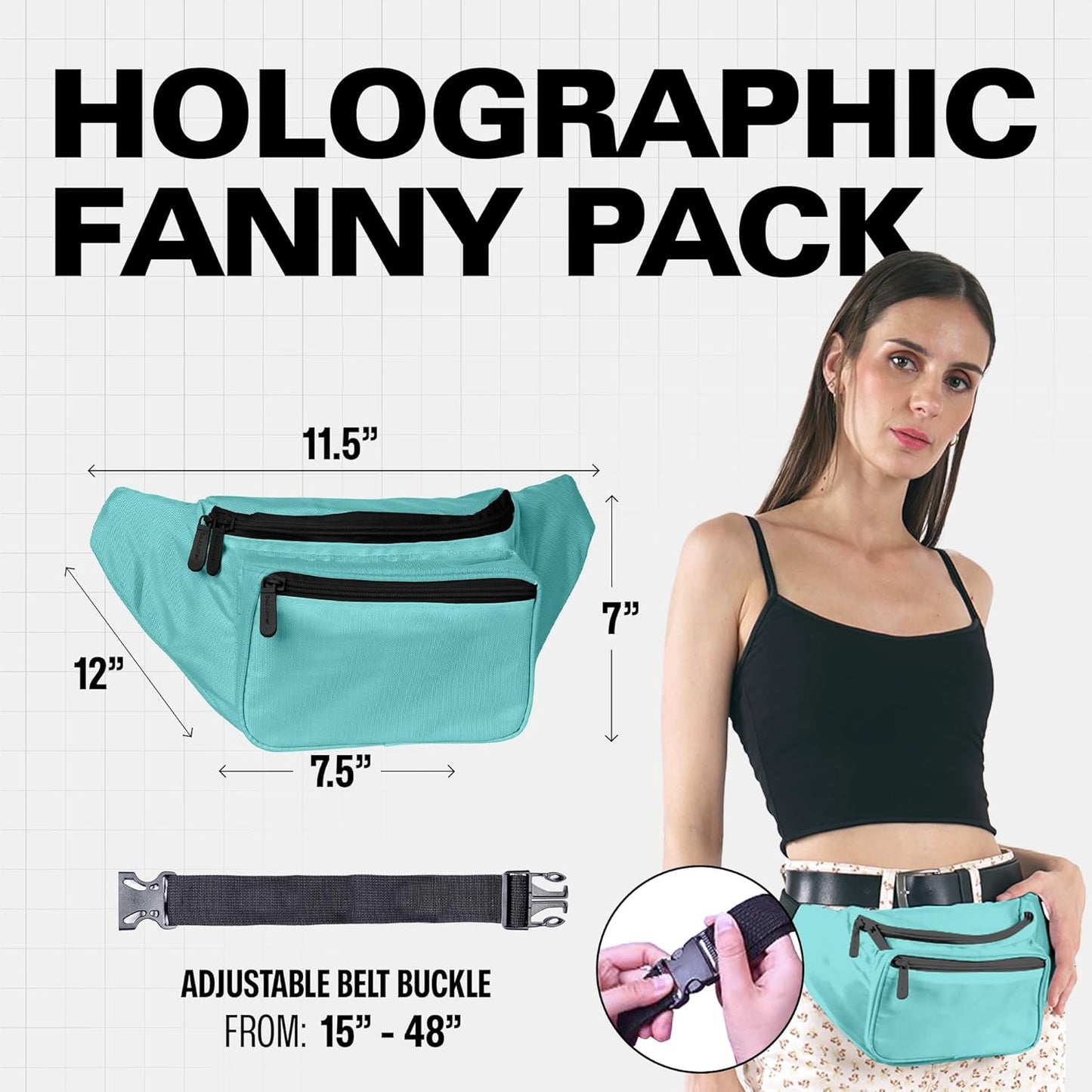 Teal Fanny Pack Belt Bag I Mens Fanny Packs for Women Fashionable - Crossbody Bag Bum bag Waist Bag Waist Pack - Hands Free for Hiking, Running, Travel, Waterproof and more