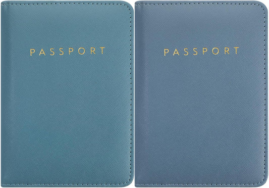 Frienda 2 Pieces Bridal Passport Covers Holder Waterproof Leather Holder Covers Travel Wallet Passport Case for Women and Men