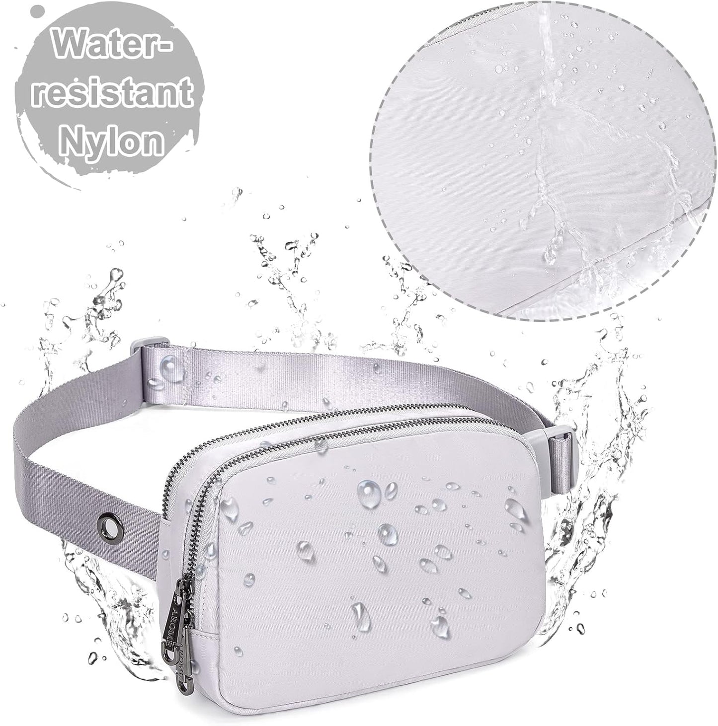 AROME Mini Belt Bag for Women, Fashion Waist Packs Fanny Pack Crossbody Bags with Strap Extender for Women Men, Waterproof Waist Bag Hip Bum Bag for Casual Travel Running Hiking Outdoor Sports Grey
