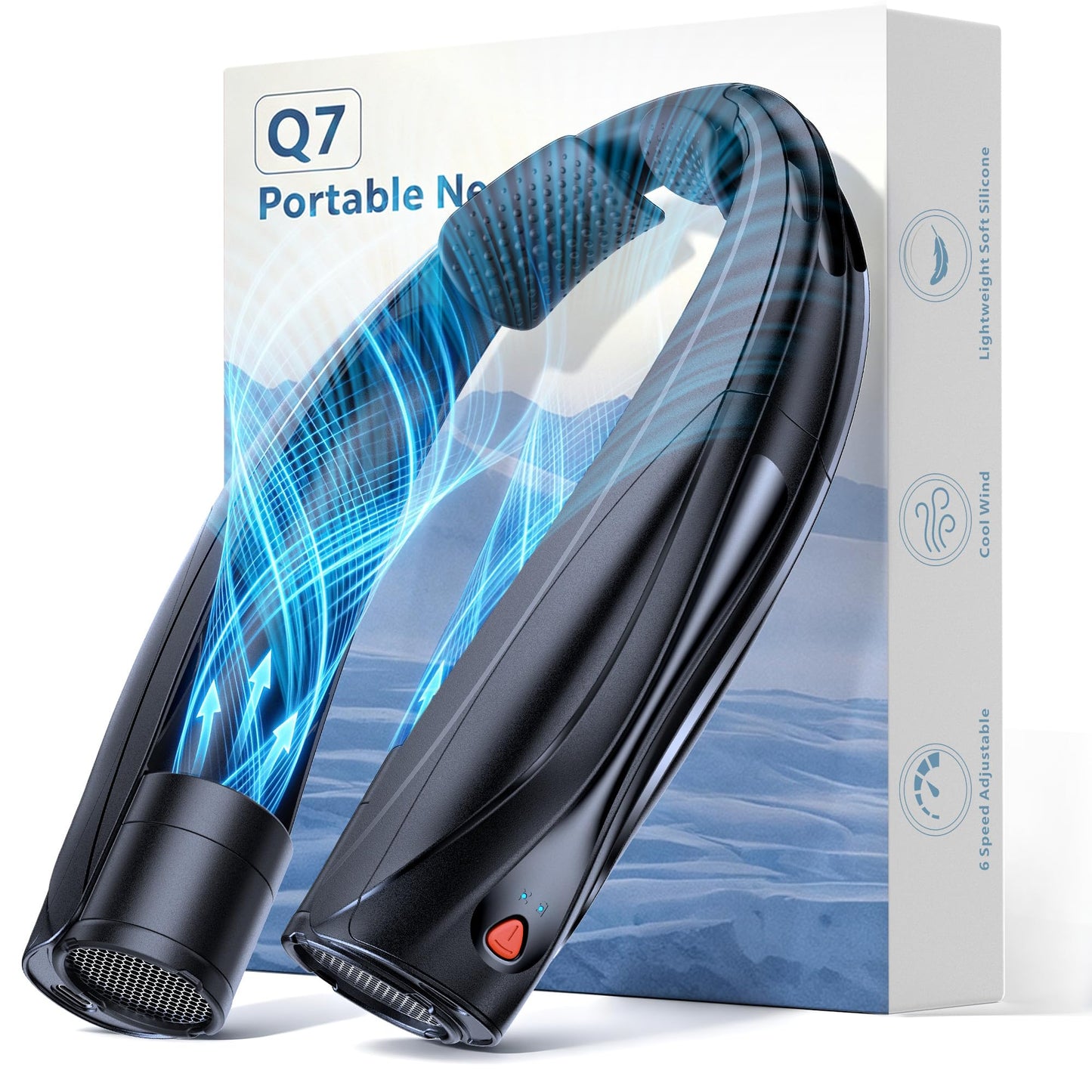 Vexolta Portable Neck Fan, 6000mAh Personal Fan, 360° Cooling Rechargeable Wearable Fan, 6 Speeds