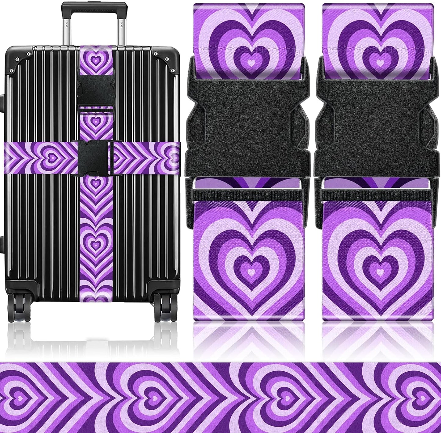 Slohif Luggage Straps for Suitcases Travel Belt Accessories Luggage Connector Identifiers 2 Pack