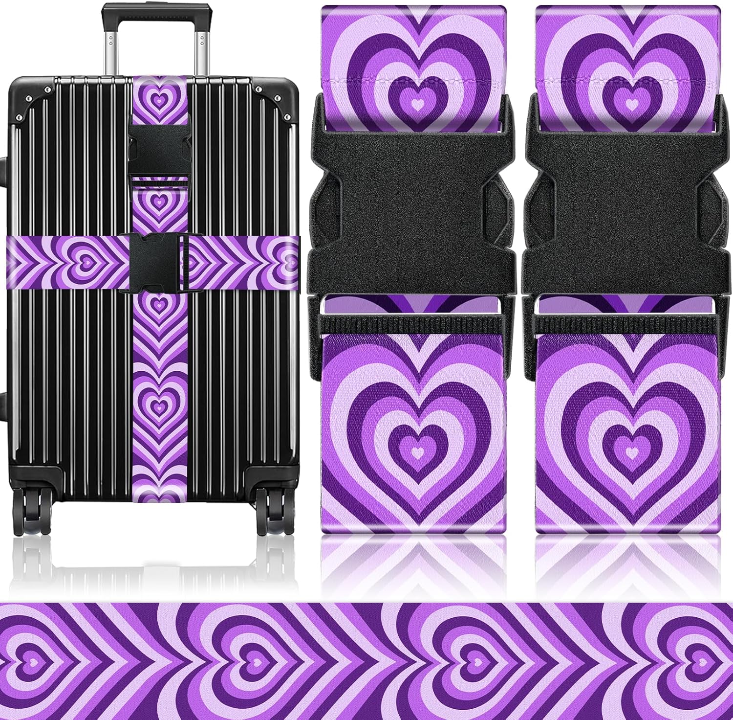 Slohif Luggage Straps for Suitcases Travel Belt Accessories Luggage Connector Identifiers 2 Pack