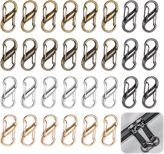 30PCS Zipper Clips Anti Theft, S Mini Carabiner Zipper Lock Set with Dual Opening Locks, Durable S Carabiner Clip Quick Disconnect for Backpacks Purses Luggage Travel Bags Camping Suitcases, Multi