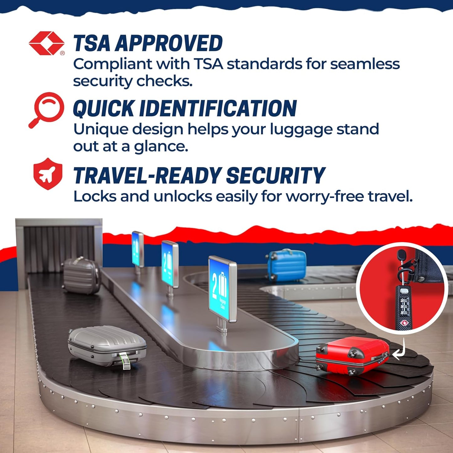 TSA Approved Travel Locks for Luggage, Gym Locker & Guncase - Heavy Duty for Outdoor Tent, Zippered Backpacks Secure Travel Suitcase Locks & More