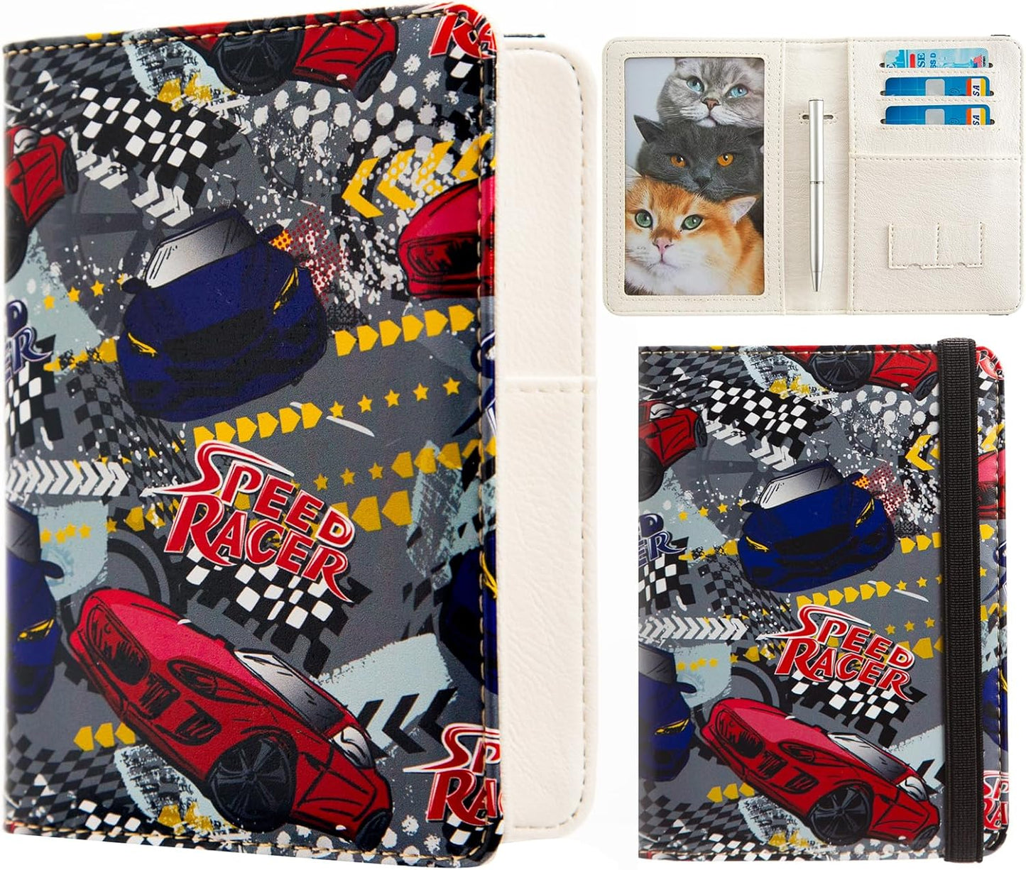 passport Holder,Rfid Blocking Travel Wallet Credit Card Case Cute Passport cover for Women/Men,Boys Girls Travel Essentials (Race Car)