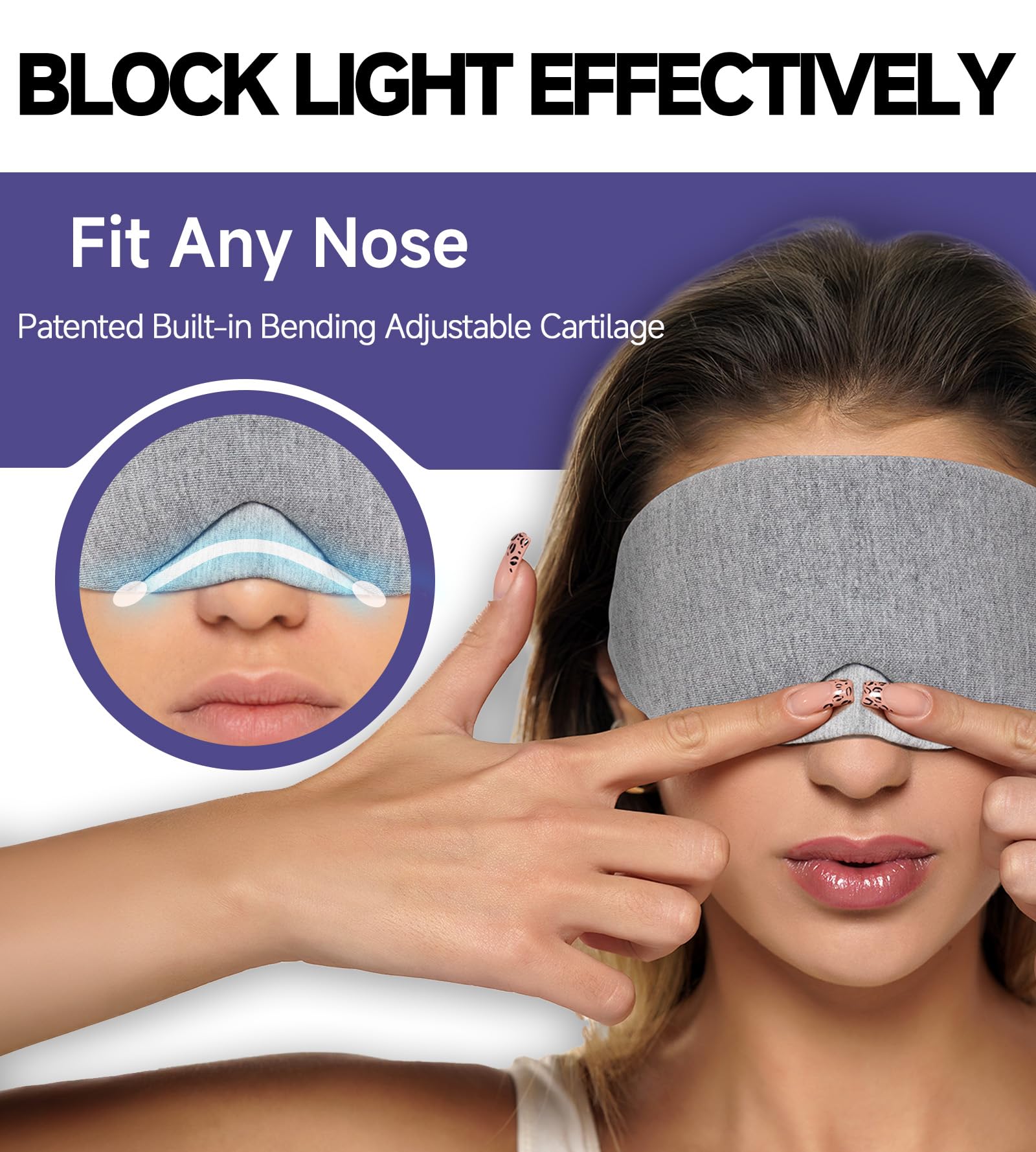 Mavogel Cotton Sleep Eye Mask, Light Blocking with Adjustable Nose Bridge