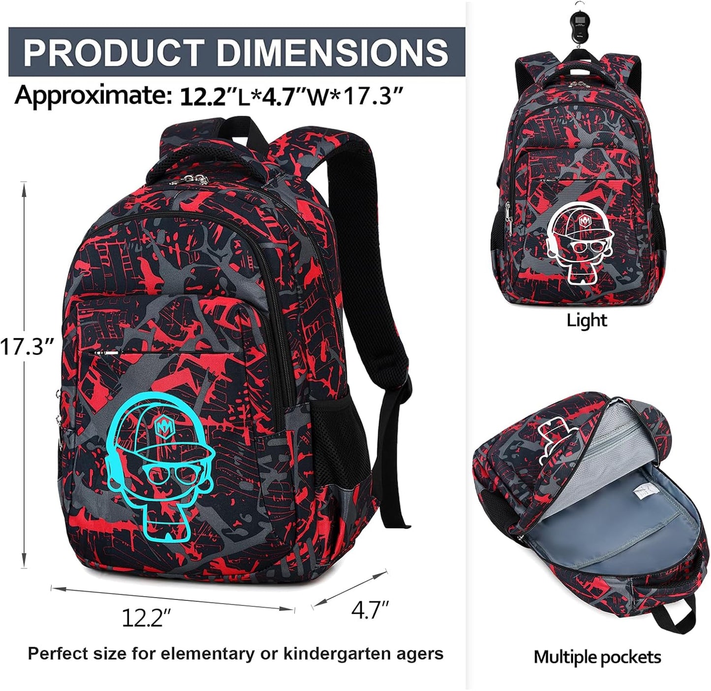LEDAOU School Backpack for Boys Girls Kids Bookbag Elementary Primary Middle School Bag Travel Back Pack for Ages 6-14