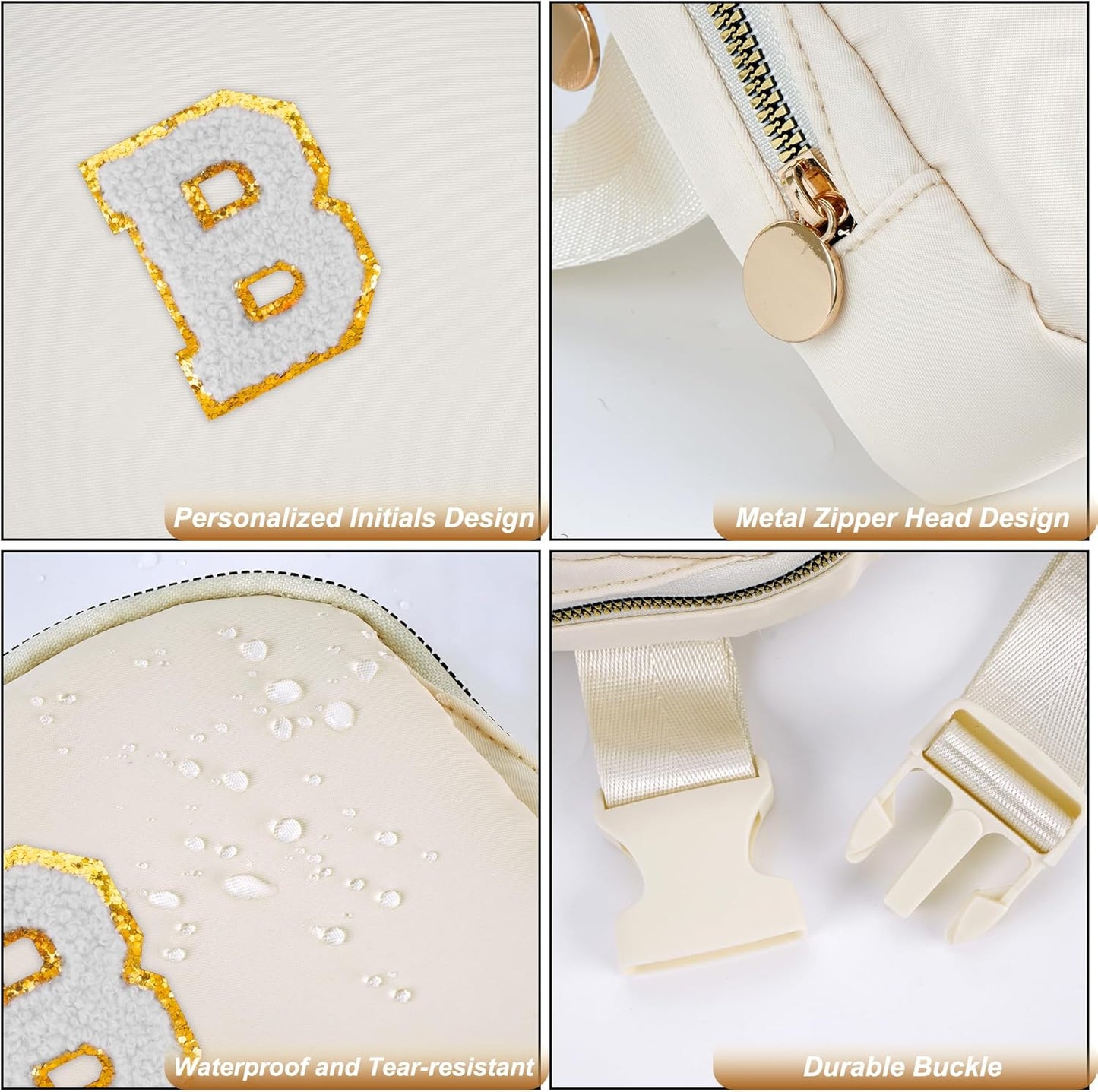 Bridesmaid Gifts - Wedding Day Proposal, Bridal Shower, Maid of Honor, Bachelorette Party Decorations, Crossbody Bag Fanny Pack, Initial White Cream