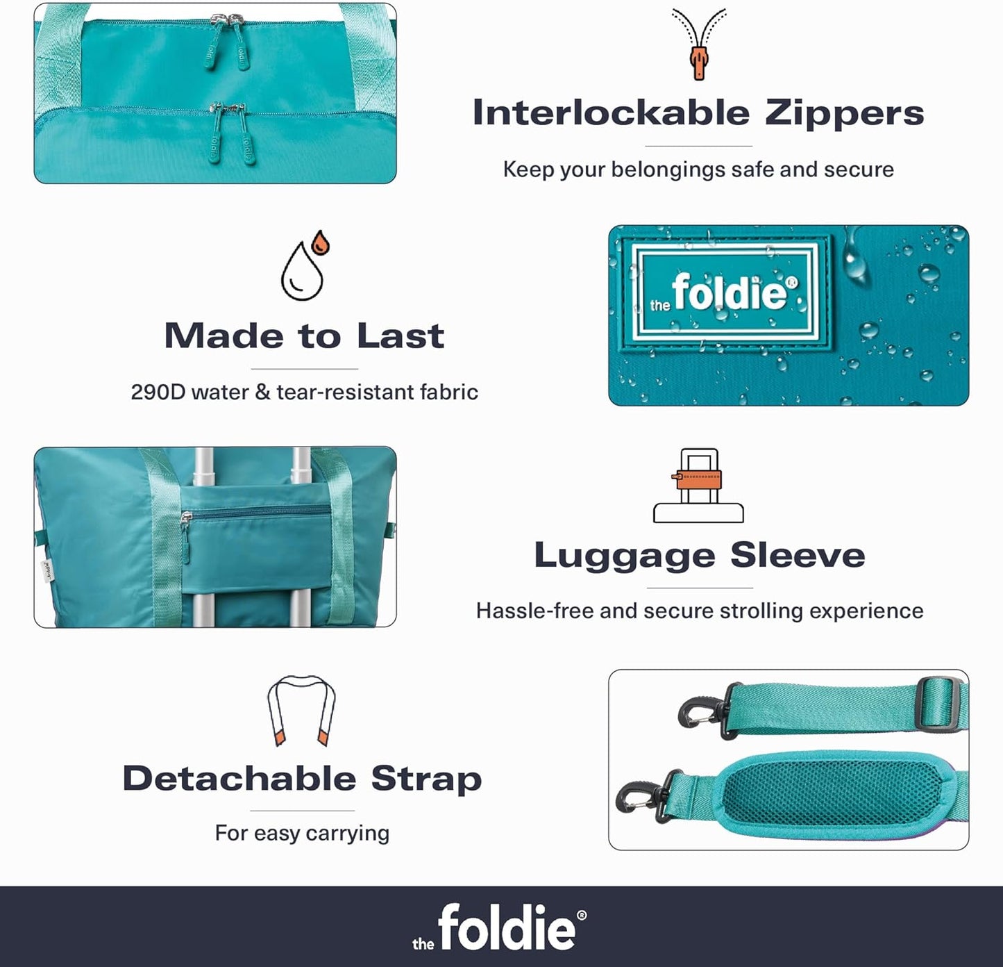 The Foldie Foldable Travel Bag for Women - 40L Weekender Bag with Multiple Pockets - Carry On Expendable Travel Bag
