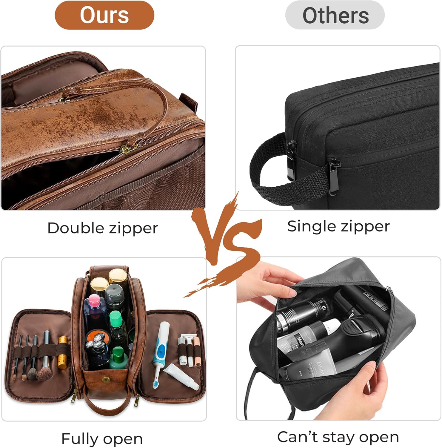 Elviros Toiletry Bag for Men, Large Travel Shaving Dopp Kit Water-resistant Bathroom Toiletries