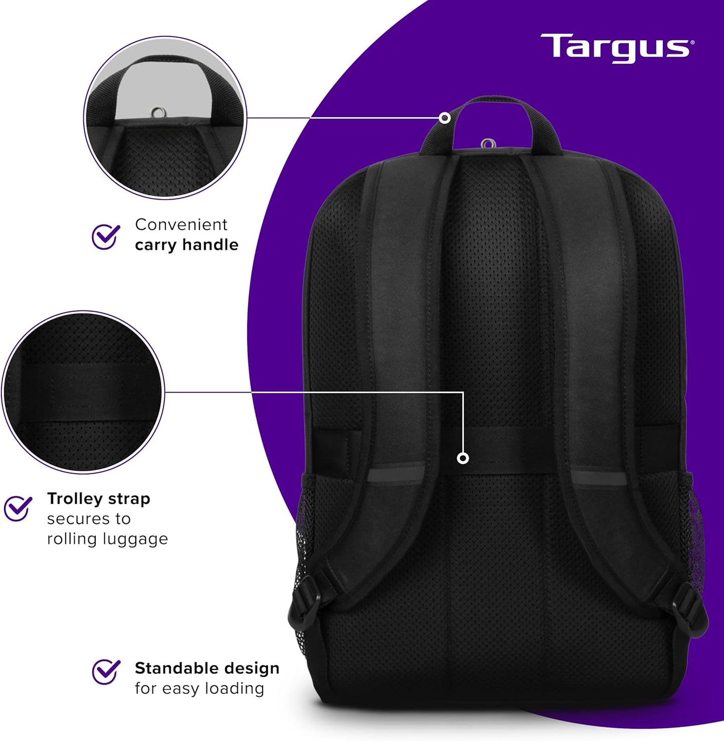 Targus 15-16 Inch Classic Laptop Backpack - Fits Most Laptops up to 16", Padded Travel Backpack for Business Commuters, College, and Travel (TBB943GL)