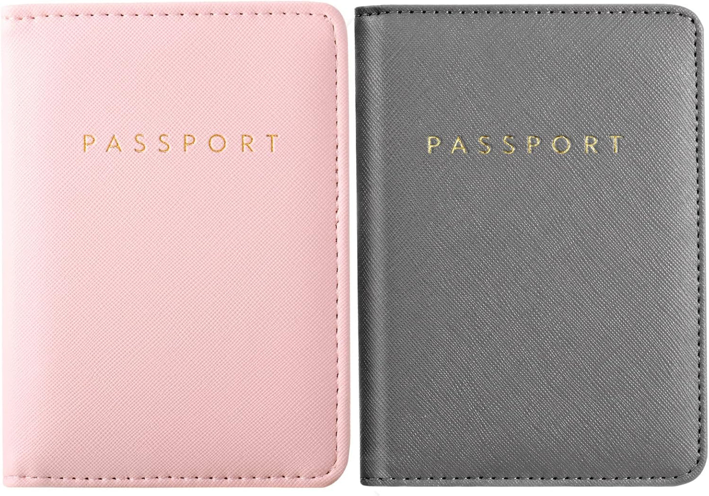 Frienda 2 Pieces Bridal Passport Covers Holder Waterproof Leather Holder Covers Travel Wallet Passport Case for Women and Men