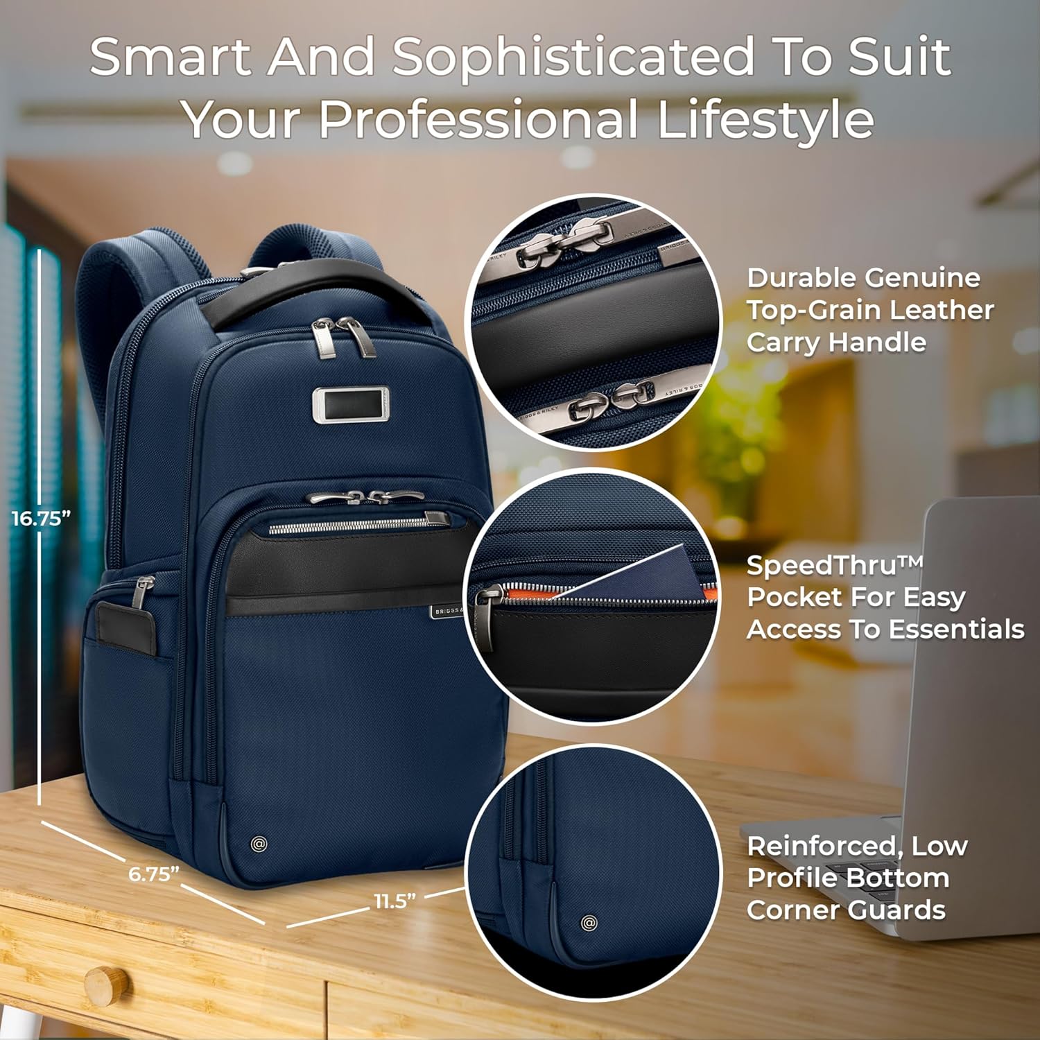 Briggs & Riley Medium Backpack for Women & Men - Laptop Backpack, For Work & Travel, Carry On Size