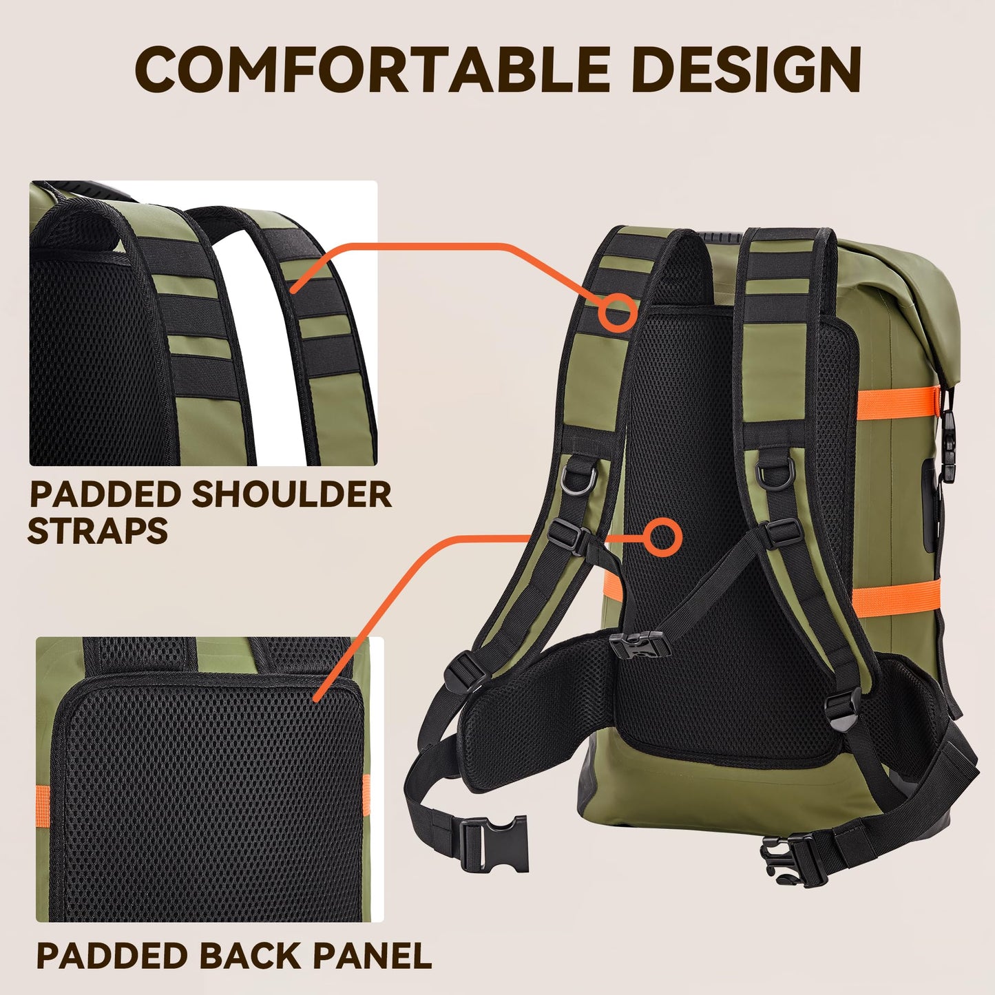 HEETA Dry Bags Waterproof Backpack 40L for Men & Women, Roll Top Heavy Duty