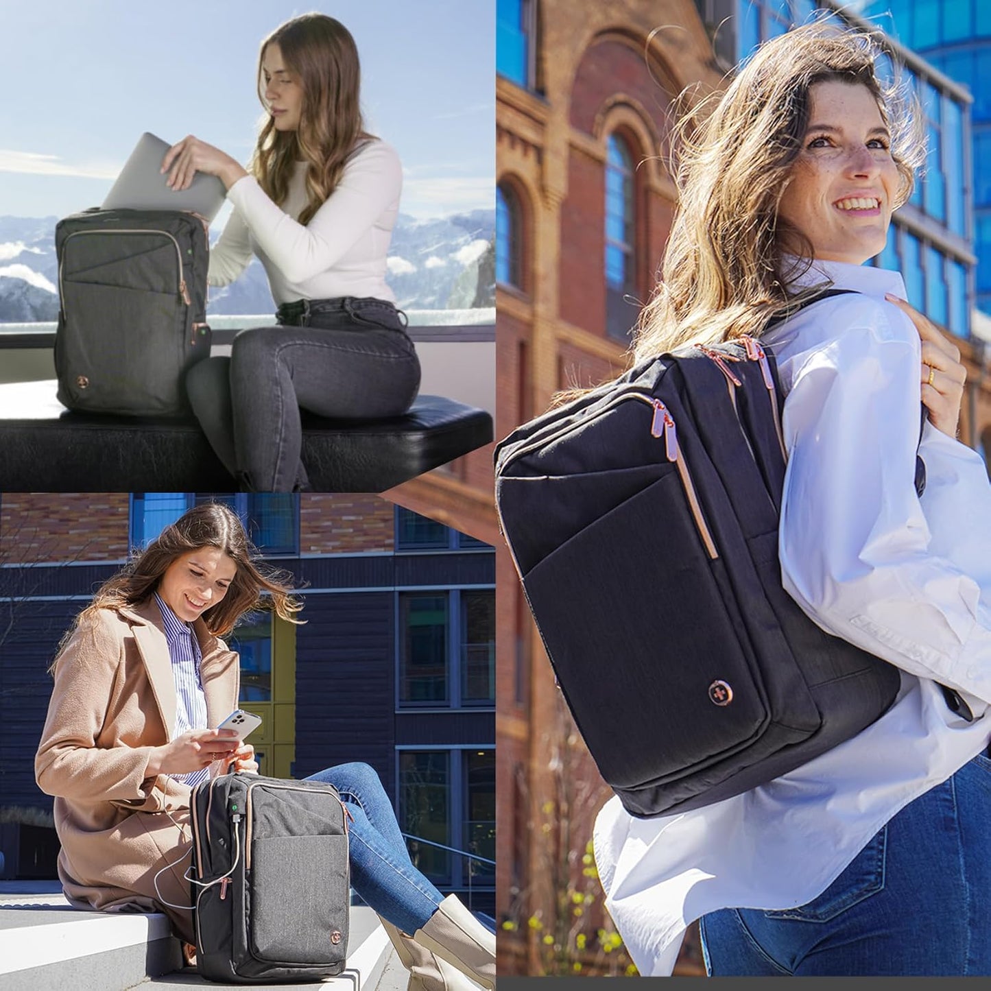 Swissdigital Design Business Laptop Backpack For Women,With USB Charging Port Computer Work