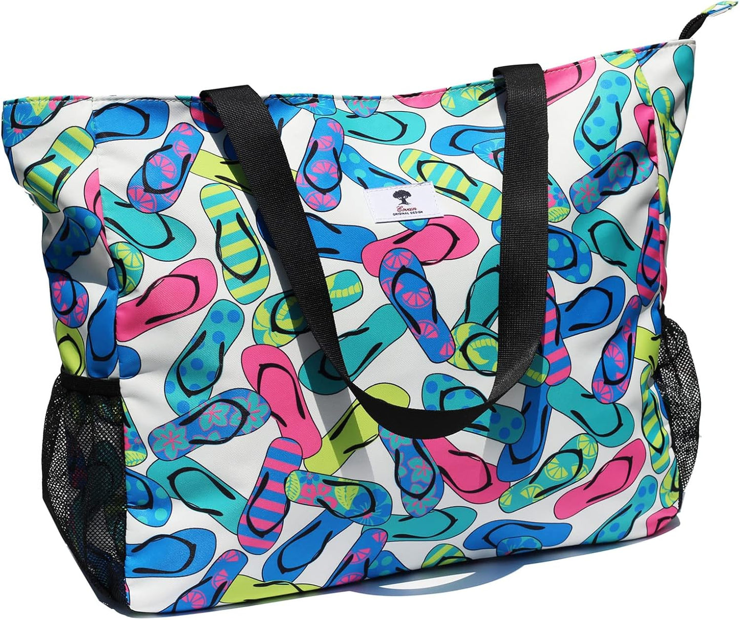 LARGE BEACH BAG Water Resistant Lightweight 20 inch Women Oversize Tote Bag for Gym Beach Travel Pool Yoga Nurse