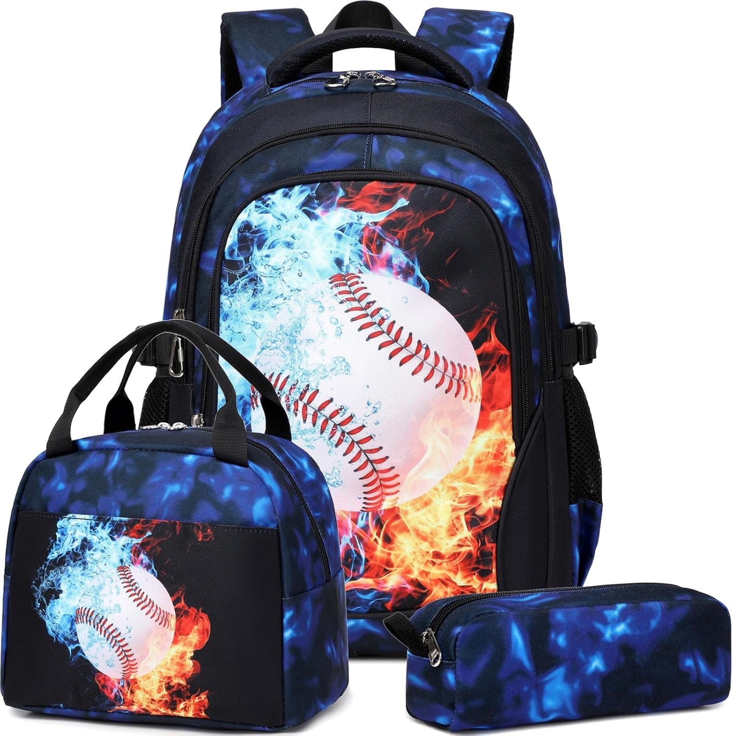 Meisohua Boys Backpack with Lunch Box Pencil Case 3pcs School Backpacks Set for Boy Kids Bookbags for Elementary Middle School Bags Water Resistant