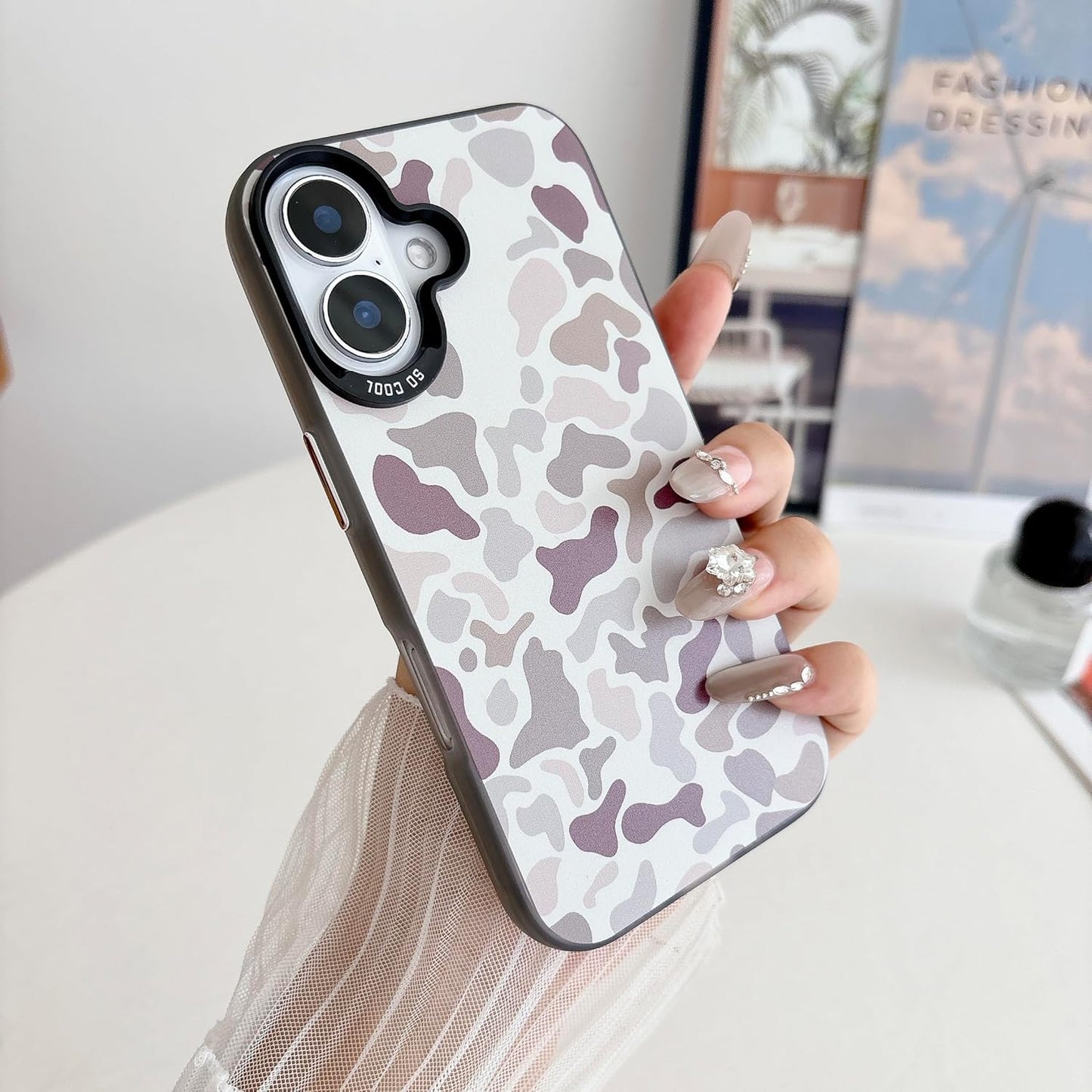 for iPhone 16 Case, Vintage Camo Pattern Design for Men Boys Teens, Cool Camouflage Shockproof Protective Cover for Girls Women - Black