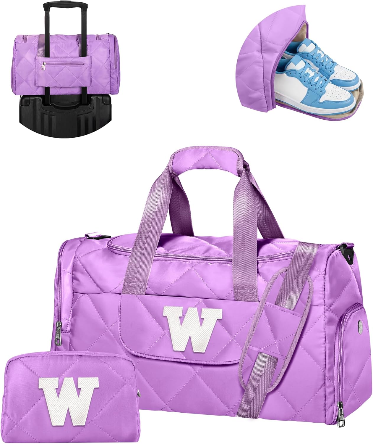 Gifts for Girls, Dance Bag with Letter, Personalized Gifts for Daughter, Granddaughter, Niece, Weekender Bag with Toiletry Bag, Girls Trip Gift Favors, Birthday Christmas Gift Idea