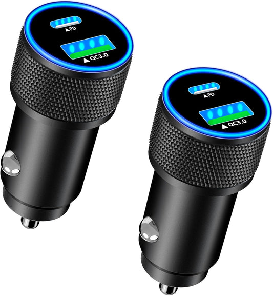 USB C Car Charger, Rombica 2Pack 52.5W USB-C&USB-A Power Cigarette Lighter Adapter PD/QC3.0 Type C Car Chargers Fast Charging for iPhone 17 17 Pro 17 Pro Max 16 16 Pro 15 14 13 12/Galaxy S25 S24/Pixel