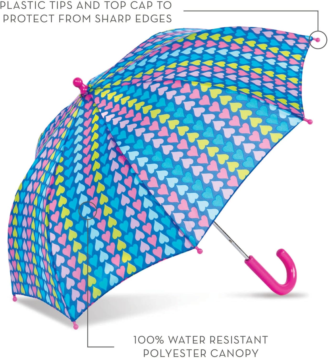 ShedRain Kids Umbrella-Pinch-Proof, Easy Grip Handle- Compact Children's School & Travel Umbrella with Large 33" Arc, Heavy Duty Steel Shaft, Fiberglass Ribs