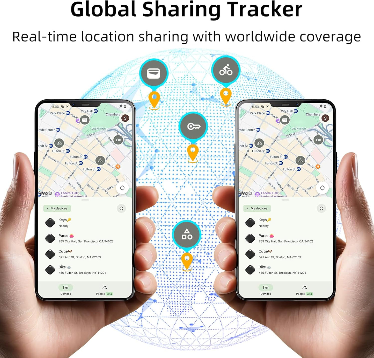 Android Tracker Tags 4 Pack and 2pcs CR2032 Batteries, Smart Tracking Device Work with Google Find Hub App (Android Only), Keys Finder and Item Locator for Vehicles Luggage Wallet Bags