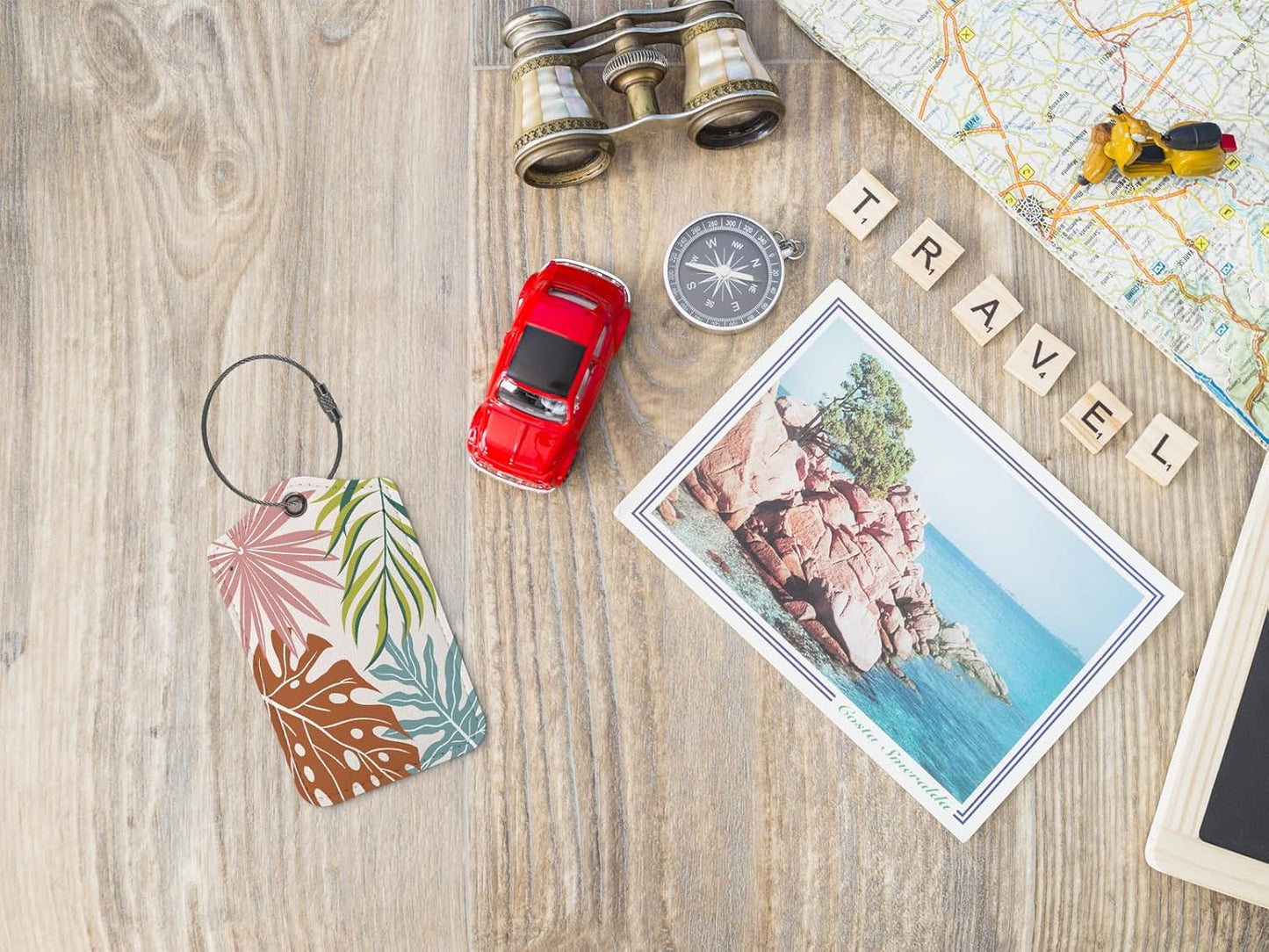 Boho Flower Luggage Tags for Suitcases,Leaf 2 Pack Travel Suitcase Tags,Traveling Accessories,Baggage Tag Label with Steel Loop,Boho Lover Gifts