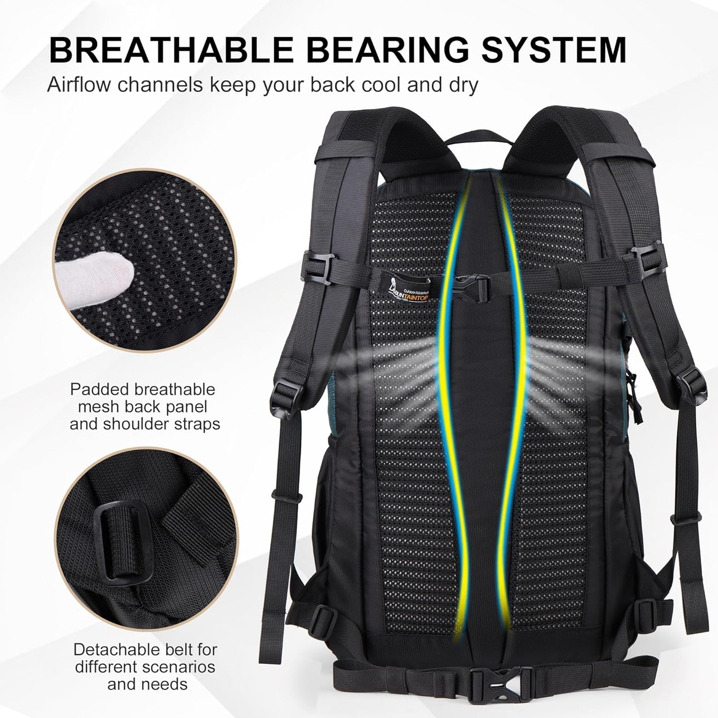 MOUNTAINTOP Hiking Backpack,30L Camping Backpack, Men Women Hiking Daypack Lightweight Travel Backpack for Climbing(Deep Green)