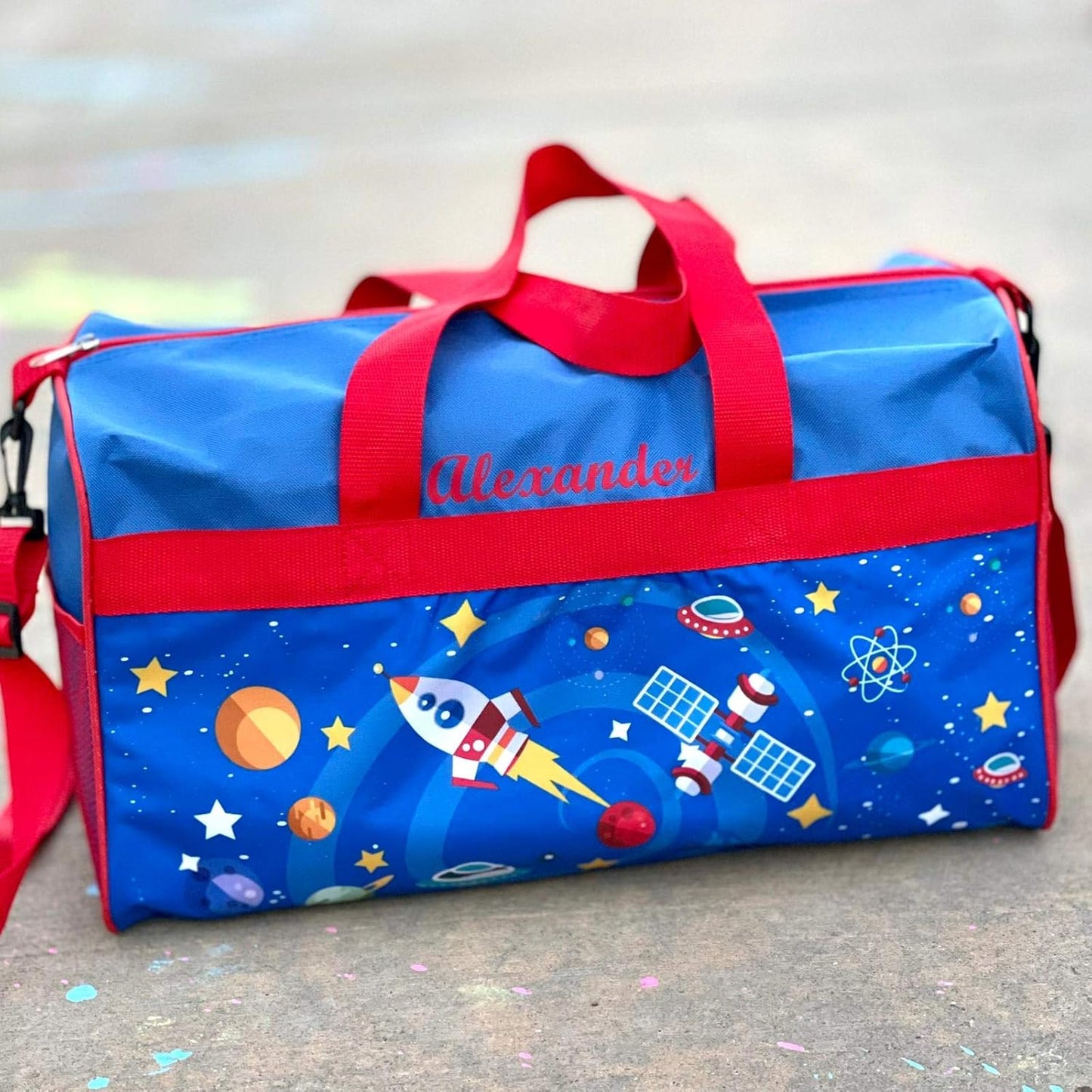 Personalized Kids 18 Inch Duffel Bag for Sports, Travel and Sleepover - Space