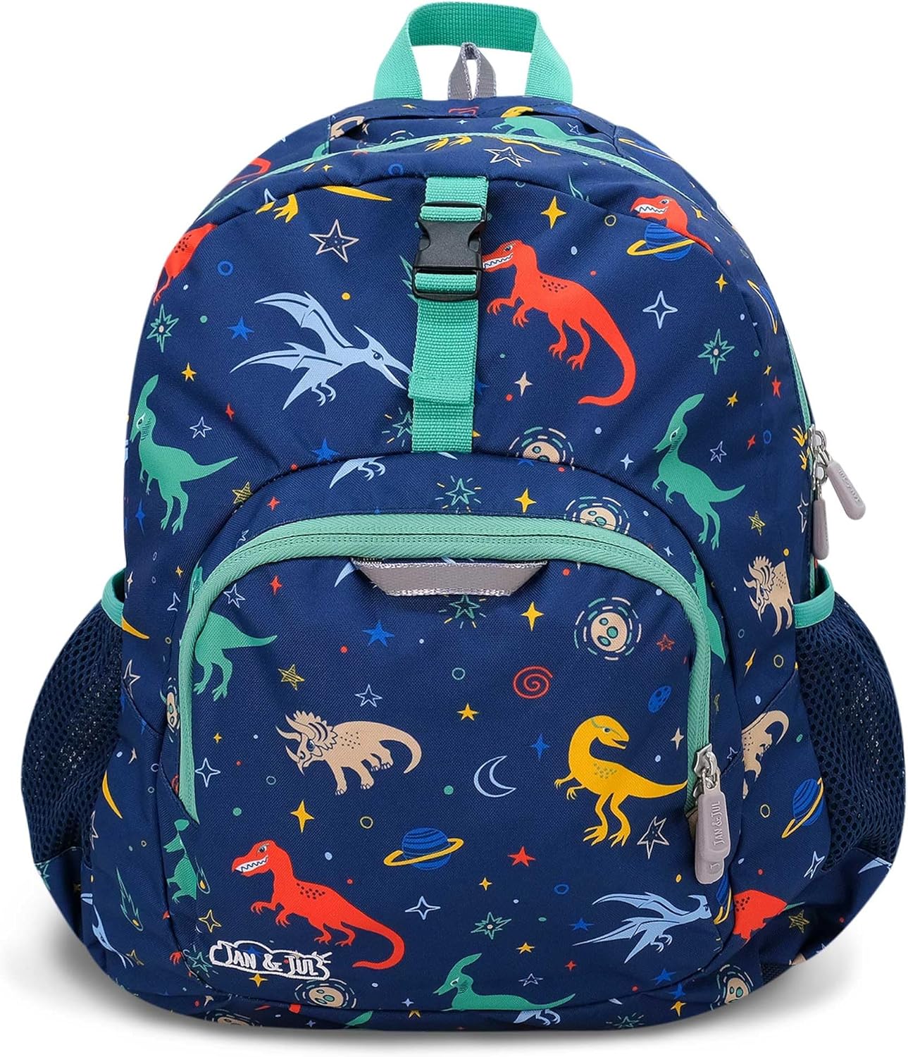 JAN & JUL Boys' Water Resistant Backpack for School, Lightweight Schoolbag for Kids (Space Dinos